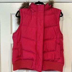 Gap Womens Removable Fur Hood Vest